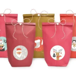Adventskalender DIY - 24 Tüten zum selber Befüllen, rot