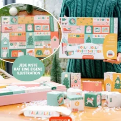 Adventskalender Kisten Holly Jolly – 24 bunte Boxen zum Befüllen
