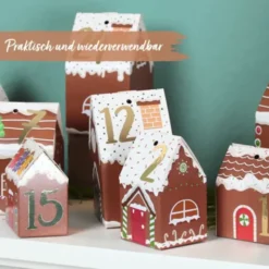 Adventskalender Lebkuchenhäuser zum Basteln und Befüllen
