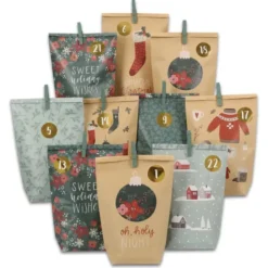 Adventskalender Weihnachten - 24 Tüten mit Klammern