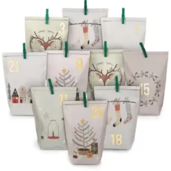 Adventskalender Winterweihnacht - 24 Tüten mit Klammern