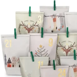 Adventskalender Winterweihnacht - 24 Tüten mit Klammern
