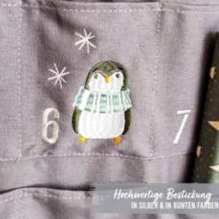 Adventskalender zum Befüllen grau – Wandkalender mit 24 Taschen