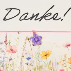 Armband Karte - Danke, Anhänger Blume vergoldet 18K