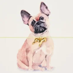 Armband Karte - Dogmum, Anhänger Hund Französische Bulldoge vergoldet 18K