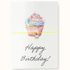 Armband Karte "Happy Birthday HF" mit Anhänger Cupcake 18K vergoldet