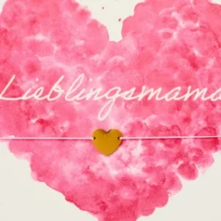 Armband Karte - Lieblingsmama, Anhänger Herz vergoldet 18K