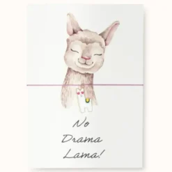 Armband Karte - No Drama Lama!, Anhänger Lama vergoldet 18K