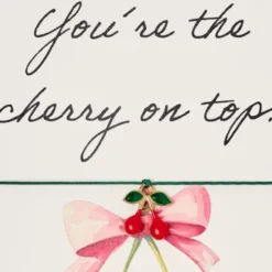 Armband Karte - You're the cherry on top!, Anhänger Kirsche vergoldet 18K