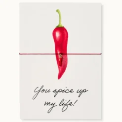 Armband Karte - You spice up my life!, Anhänger Chilischote vergoldet 18K