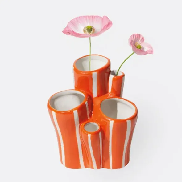 Aufbewahrungsbehälter & Vase Keramik - Koralle, orangerot
