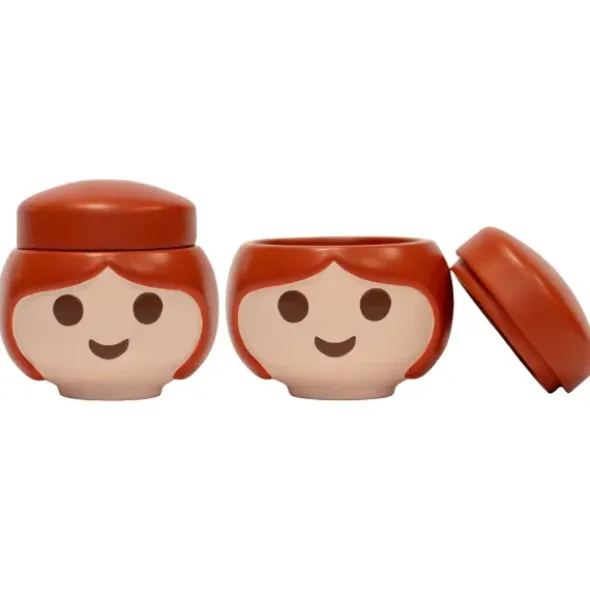 Aufbewahrungsdose Playmobil Figur - Kopf Frau rot