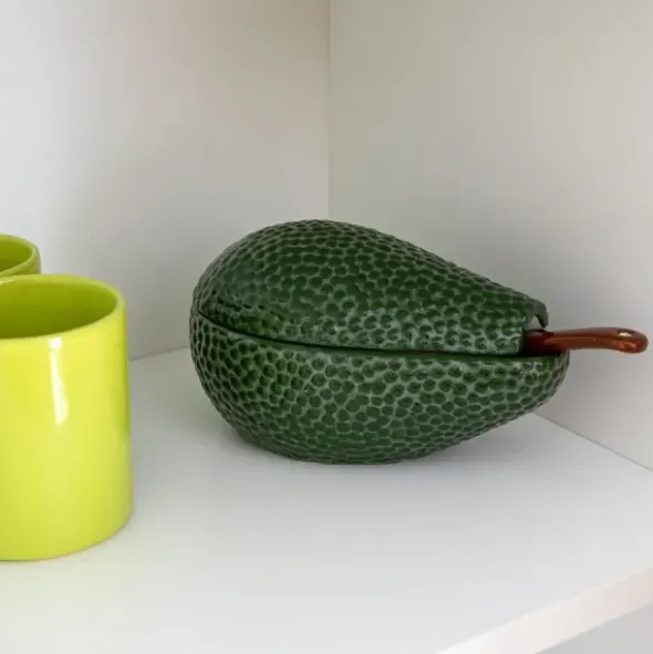 Avocado Bowl – Servierschale aus Keramik mit Löffel und Deckel