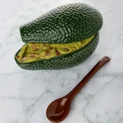 Avocado Bowl – Servierschale aus Keramik mit Löffel und Deckel