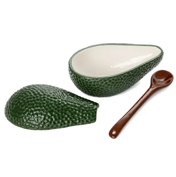 Avocado Bowl – Servierschale aus Keramik mit Löffel und Deckel