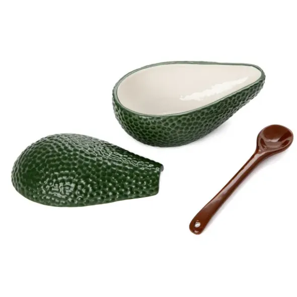 Avocado Bowl – Servierschale aus Keramik mit Löffel und Deckel