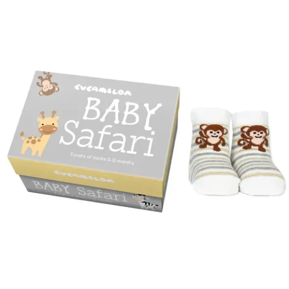 Babysocken - Geschenkbox BABY SAFARI (5 Sockenpaare) 0-12 Monate