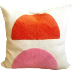 Baumwoll-Kissenbezug MONA 48 x 48 cm, Halbkreise coral-rosa
