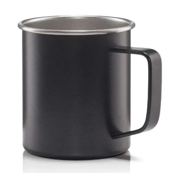 Becher Edelstahl mit Henkel, CAMP CUP 370 ml schwarz