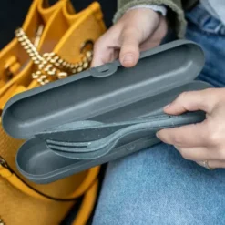 Bestecketui KLIKK grau – Aufbewahrungsbox für To-go Besteckset