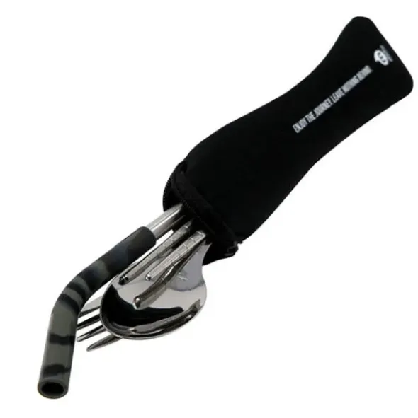 Besteck-Set inkl. Strohhalm im Neopren-Etui