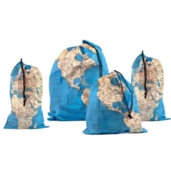 Beutel 4er-Set Weltkarte Reisen