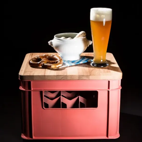 Bierkasten Auflagebrett "bayrisch" - Eichenbrett mit Flaschenöffner 40 x 34 cm