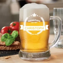Bierkrug mit Gravur BIERKÖNIG + Name und Geburtsjahr