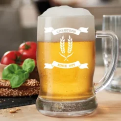 Bierkrug mit Gravur ÄHREN + Name und Geburtsjahr