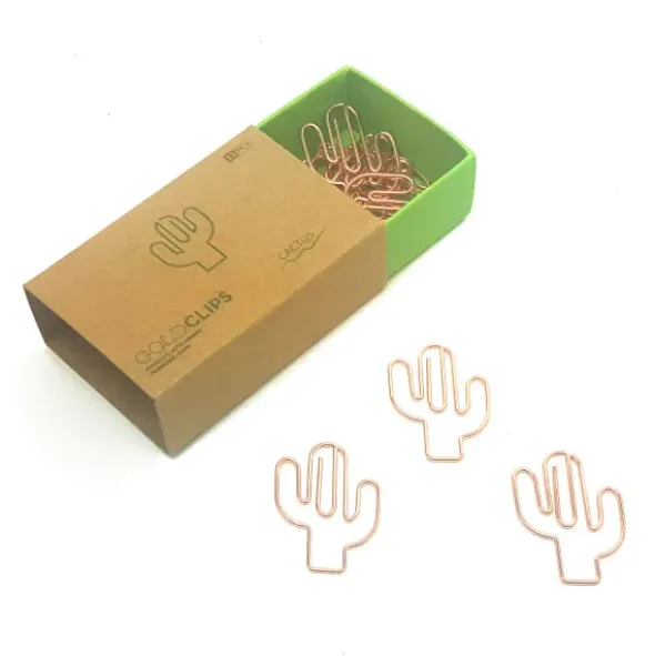 Büroklammern Goldclips 15 Stück - gold, Kaktus