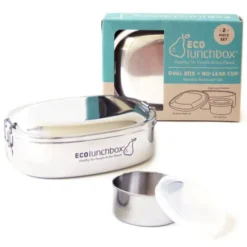 Brotdose Oval inkl. Minidose mit Silikondeckel - Edelstahl, 2-teilig