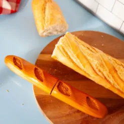 Brotmesser in Baguetteoptik 2-teilig mit Hülle aus Akazienholz