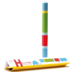 Bunte Stabkerze Hello Baby – Eine Kerze zur Geburt