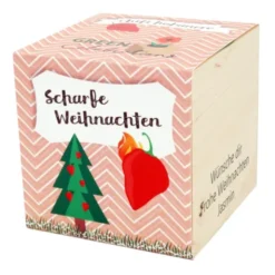 Chili Habanero im Holzwürfel - Scharfe Weihnachten, personalisiert