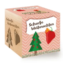 Chili Habanero im Holzwürfel - Scharfe Weihnachten, personalisiert