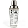 Cocktail Shaker aus Glas mit 6 aufgedruckten Rezepten, 400 ml
