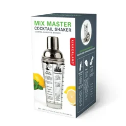 Cocktail Shaker aus Glas mit 6 aufgedruckten Rezepten, 400 ml