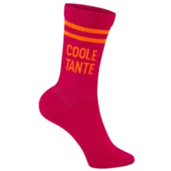 Damensocken COOLE TANTE Gr. 36-39 rote Socken mit Streifen & Schriftzug für coole Tanten