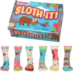 Damensocken Geschenkbox SLOTH IT! - 6 Socken, Gr. 37-42