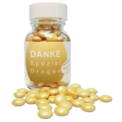 Danke Spezial Dragées - Schokolinsen gold im Glasfläschchen