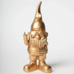 Dekofigur Zwerg gold mit Stinkefinger & Sonnenbrille 12 cm