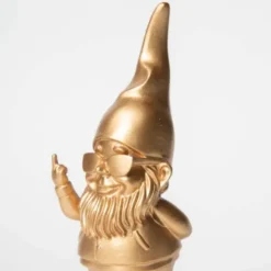 Dekofigur Zwerg gold mit Stinkefinger & Sonnenbrille 12 cm