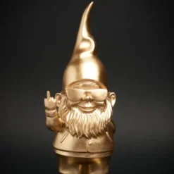 Dekofigur Zwerg gold mit Stinkefinger & Sonnenbrille 12 cm