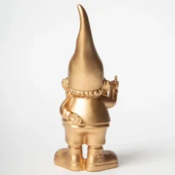 Dekofigur Zwerg gold mit Stinkefinger & Sonnenbrille 12 cm