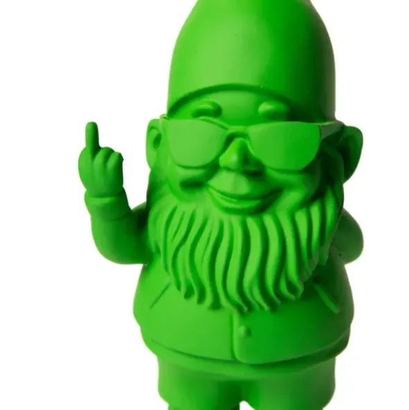 Dekofigur Zwerg grün mit Stinkefinger & Sonnenbrille 12 cm