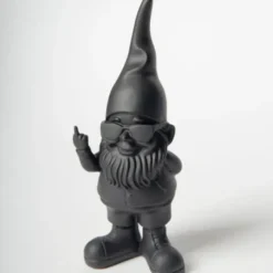 Dekofigur Zwerg schwarz mit Stinkefinger & Sonnenbrille 12 cm