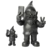 Dekofigur Zwerg Selfie mit Smartphone & Peace-Zeichen 12 cm schwarz