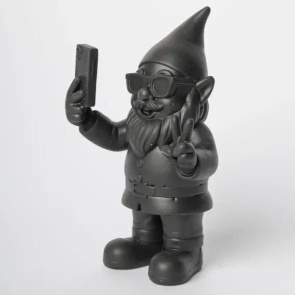Dekofigur Zwerg Selfie mit Smartphone & Peace-Zeichen 12 cm schwarz
