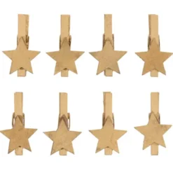 Dekoklammern Weihnachten - 8 Mini-Holzklammern Sterne