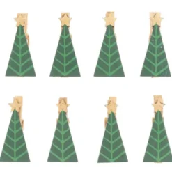 Dekoklammern Weihnachten - 8 Mini-Holzklammern Tannenbaum
